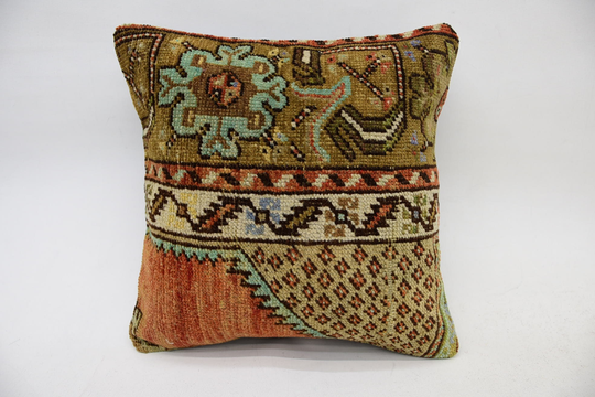 Throw Pillow, Pillow Cover, Turkish Home Decor 14x14 Beige Case, Rug Ethnic Natural Cushion, 572