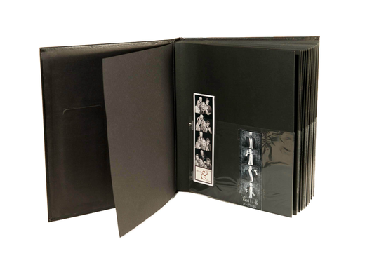 Photo Booth Album, Slide in Pages For 2x6 Inch Pictures, Black Booth Album Black
