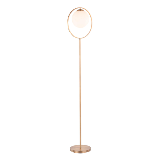 Gold Circle and White Sphere Kane Floor Lamp by World Market