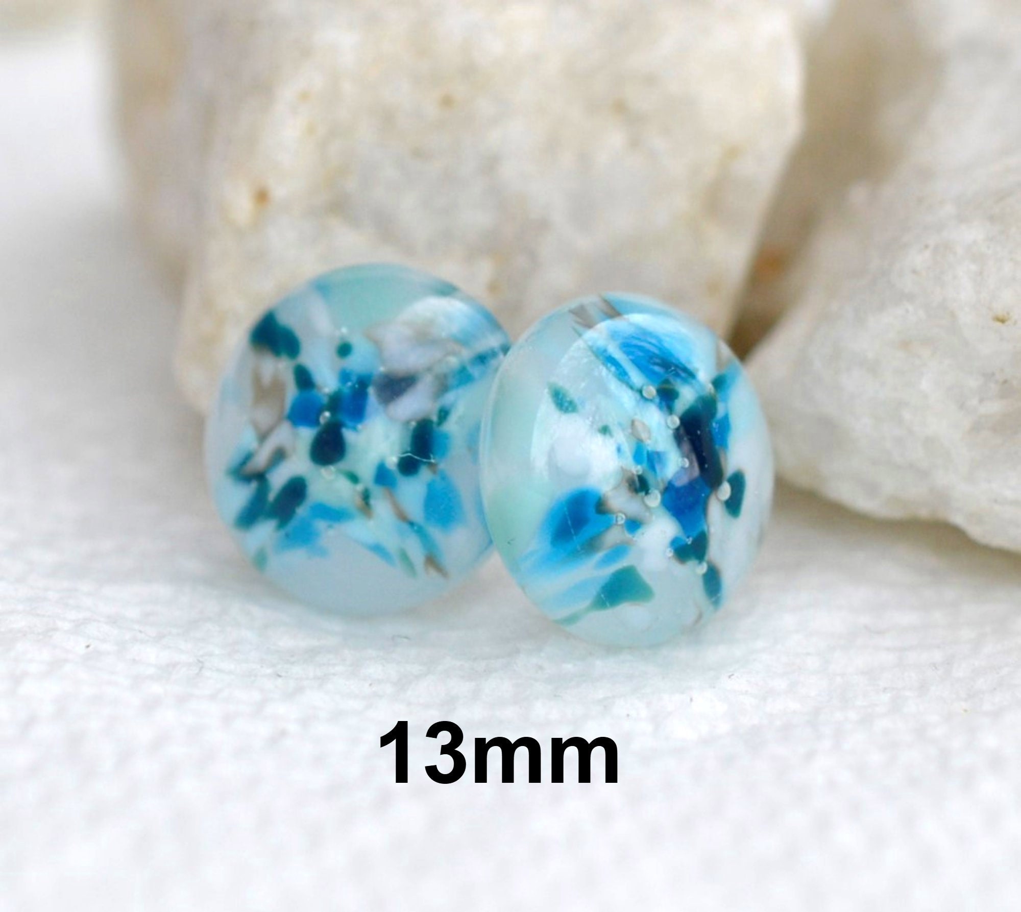 Blue Teal Blend Earrings, Fused Glass Handcrafted Studs, 13mm, #141