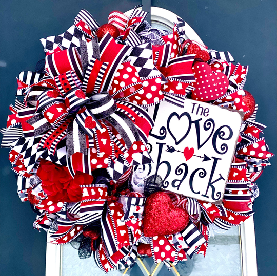 Valentine's Day Front Door Wreath, Valentine Love, Valentines Decor, Turquoise & Cheetah Hearts