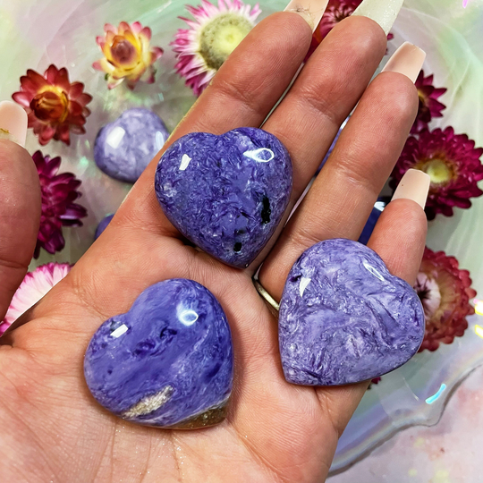 Charoite Hearts, Purple Crystal Heart