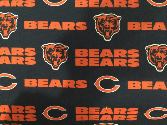 Chicago Bears 60" Wide Cotton Fabric By The Yard 1/2 Nfl