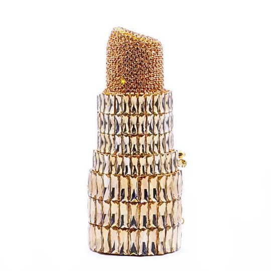 Oversized Lipstick Crystal Clutch Purse Evening Bag