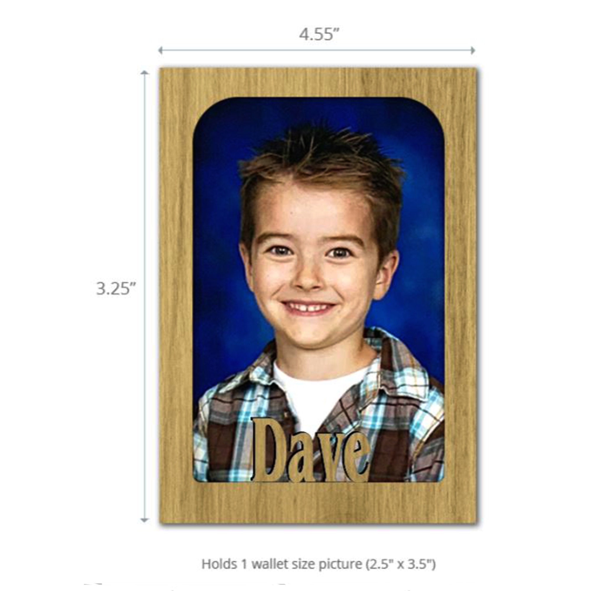 Magnet Photo Frame - Personalized With Any Name 10 Color Options | Shown in Oak Standard Wallet Picture