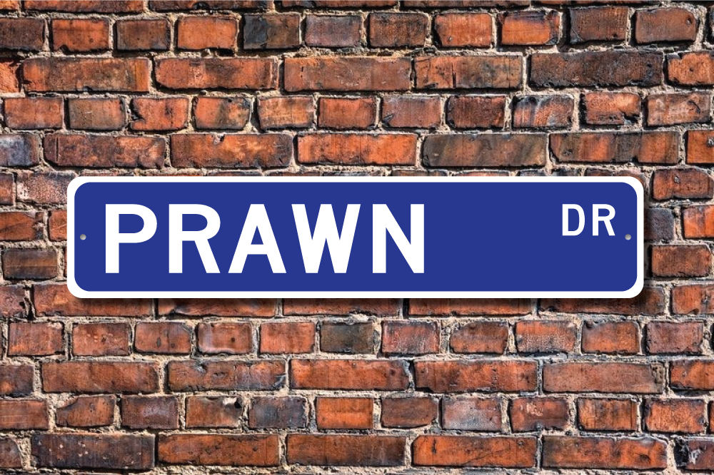 Prawn, Prawn Gift, Sign, Decor, Lover, Aquatic Crustaceans, Shrimp Family, Seafood, Custom Street Quality Metal Sign
