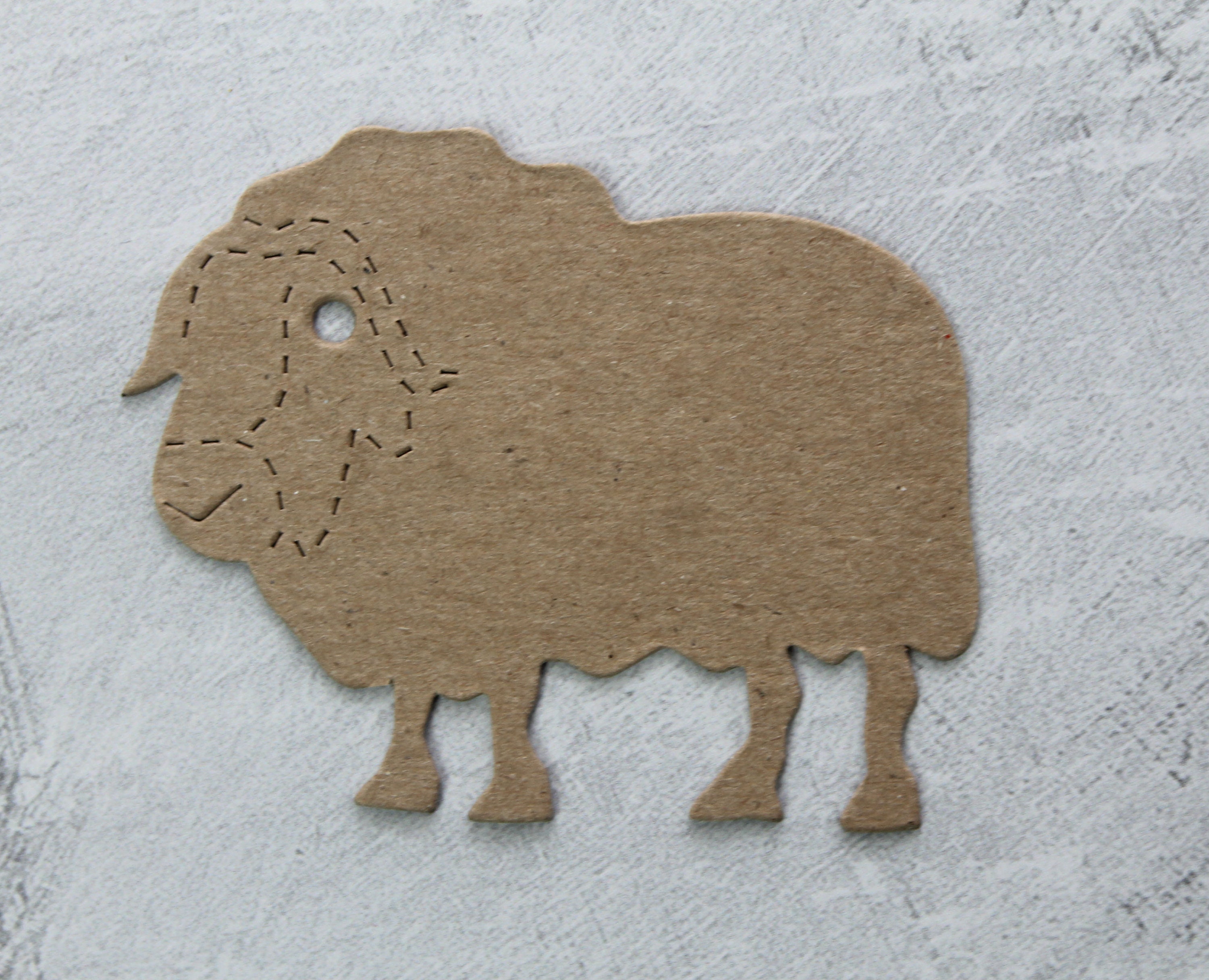3 Ram Chipboard - Bare Sheep Animal Die Cuts Farm 2 7/8 W