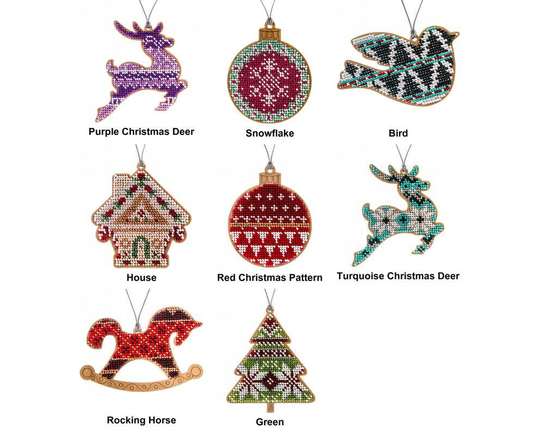 1Pc Christmas Beaded Xmas Tree Diy Kit Ornament On Wooden Canvas Embroidery Craft Gift Cross Stitch X