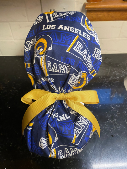Los Angeles Scrub Hat - Rams Cap - Or Surgical Cap-Ponytail Hat-Women's Cap-Surgery Add Buttons
