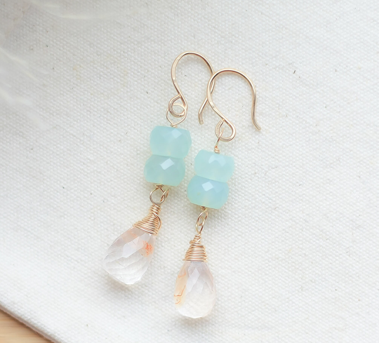 Gemstone Earrings Dangle 14K Gold Filled, Boucles D'oreilles, Gift For Her Handmade Jewelry, Dainty Drop Earrings, Canadian Shop