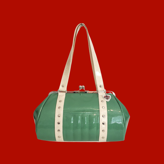 Glitter Purse/Made To Order Seafood Green Aqua Pin Up Bag Rockabilly Soft Goth Sophistigoth Sparkle Pinup White