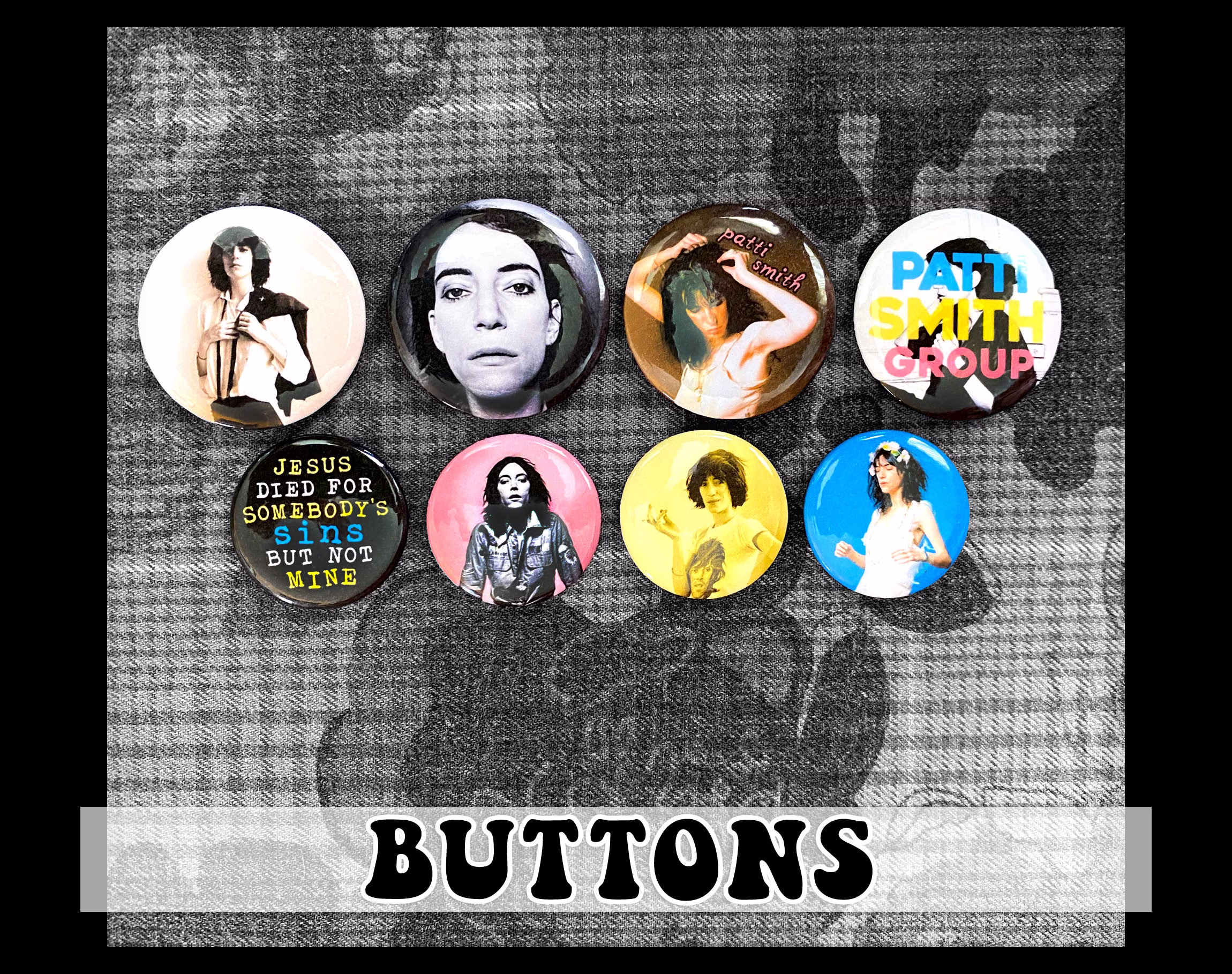 Patti Smith Pin-Back Buttons ~ 8-Pack