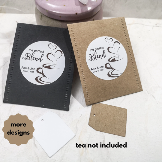 The Perfect Blend Custom Tea Bags, Wedding Favor Bags With Personalized Stickers, Pack Of 25