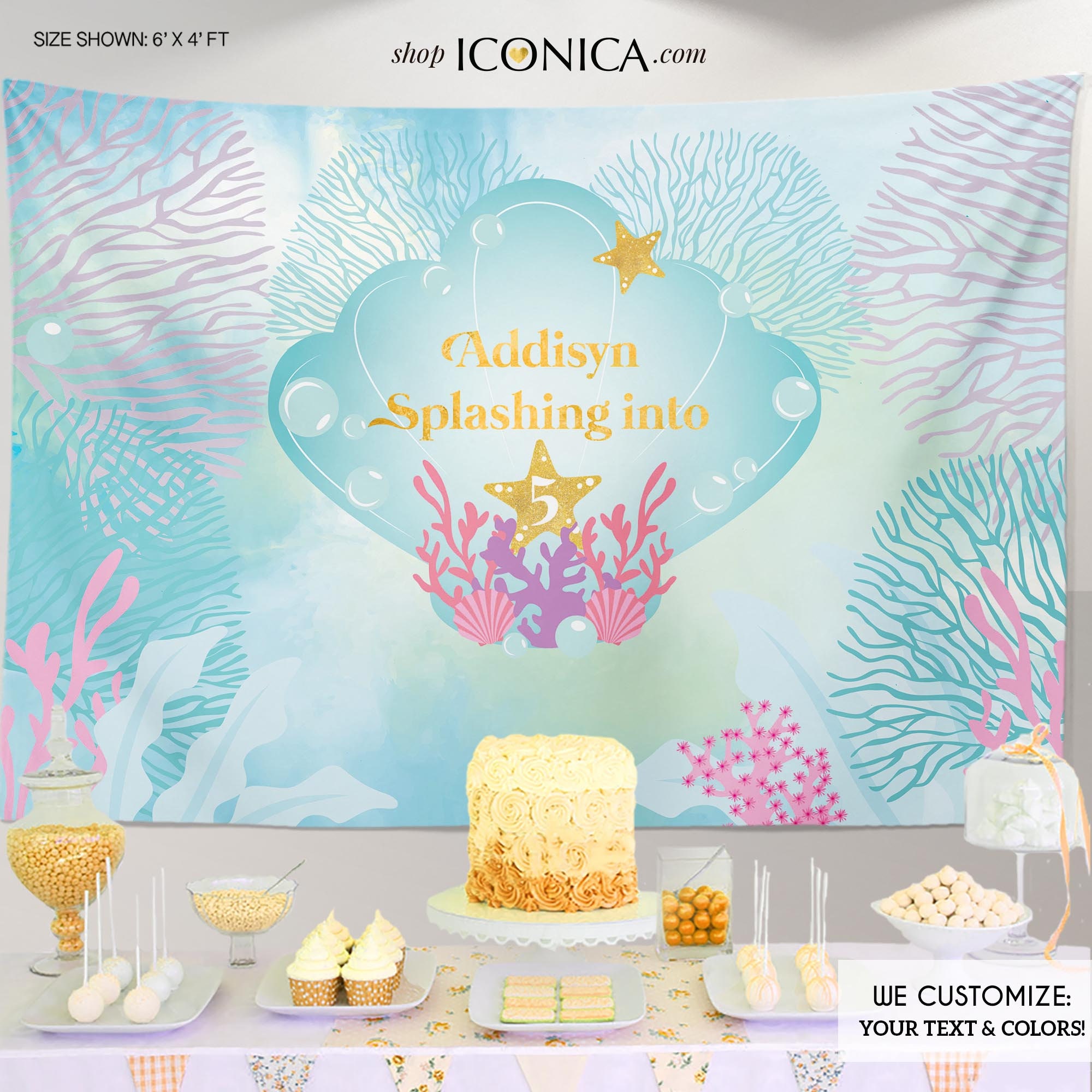 Under The Sea Backdrop, Mermaid Party Backdrop, Birthday Banner, Summer Party Printed Or Printable