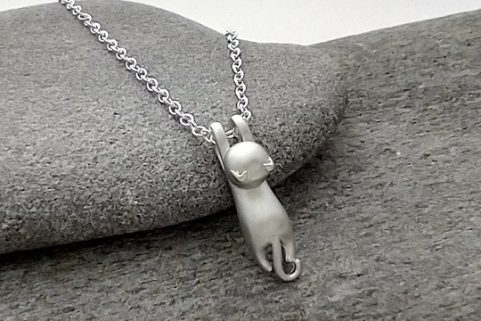 Teeny Tiny Cat Necklace, Silver Necklace