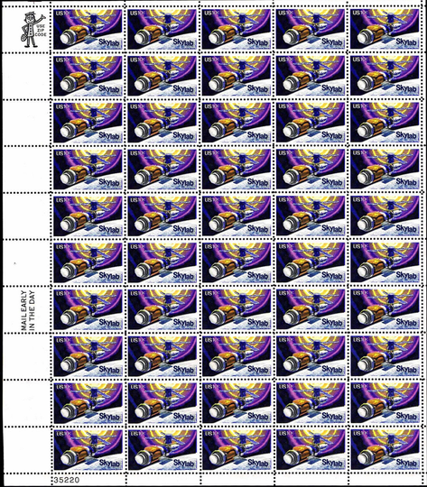 Skylab Complete Sheet Fifty 10 Cent Postage Stamps Scott 1529