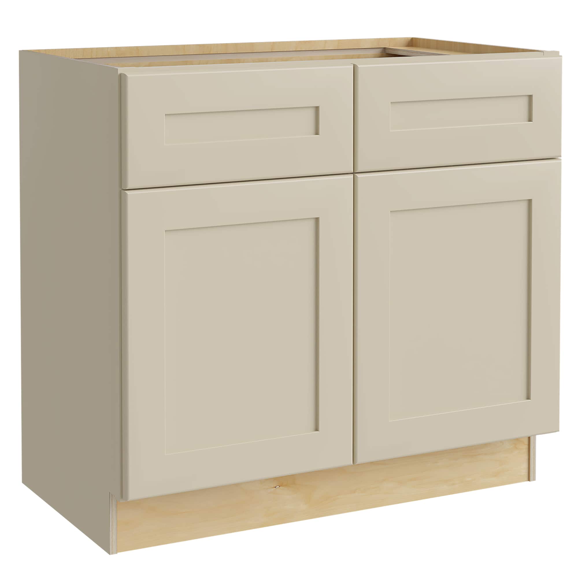 Luxxe Cabinetry 36-in W x 34.5-in H x 21-in D Norfolk Blended Cream Painted Sink Base Fully Assembled Semi-custom Cabinet in Off-White | VSB3621-NBC