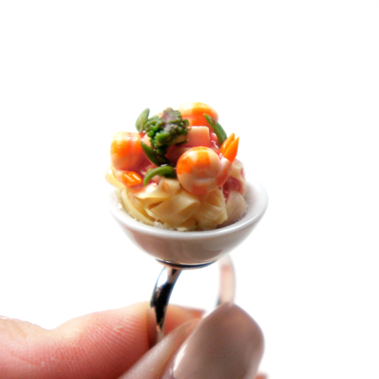 Seafood Pasta Ring - Food Jewelry, Miniature
