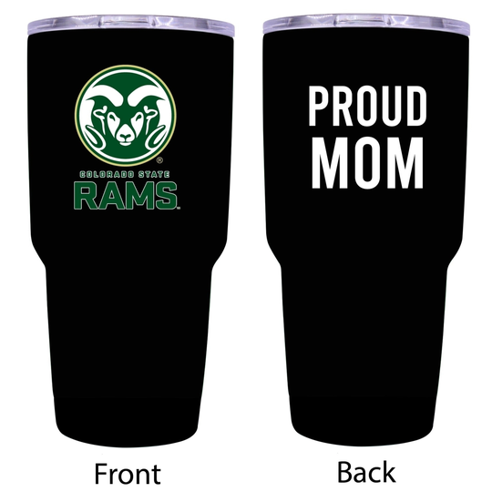 R and R Imports Colorado State Rams Proud Mom 24 oz Insulated Stainless Steel Tumblers Black.
