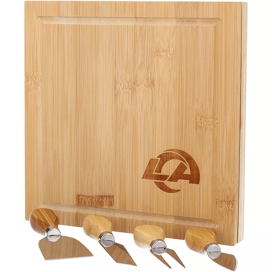 Los Angeles Rams Bamboo Cutting & Serving Board with Utensils Set, Multicolor