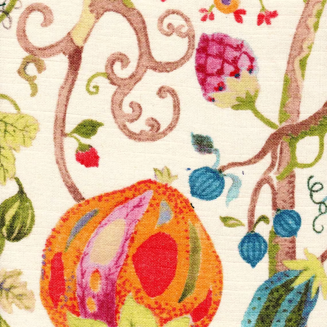 Tailored Valance in Tudor Summer Jacobean Floral, Tree Of Life, Large Scale Multi-Color
