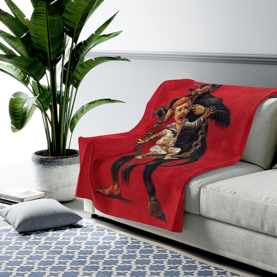 Vintage Krampus Velveteen Plush Blanket