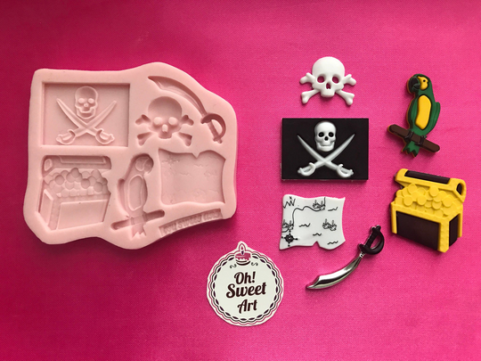 Pirates Set, Silicone Mold Cake Decorating Sugar Flower Fda Approved