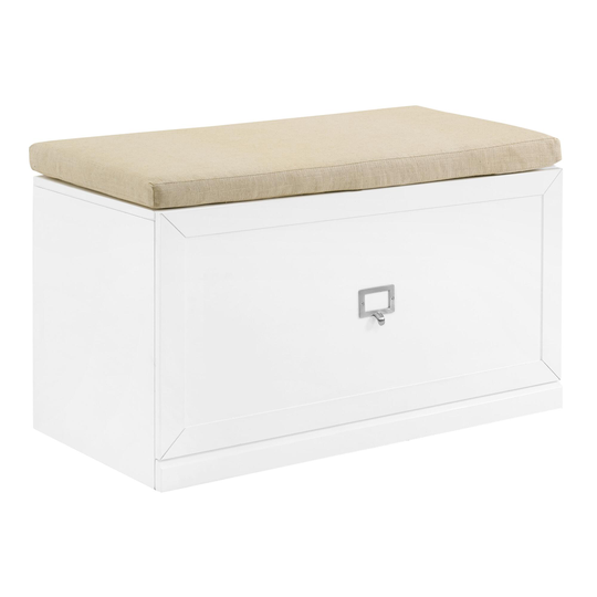 White Wood Armelle Entryway Bench with Cushion by World Market