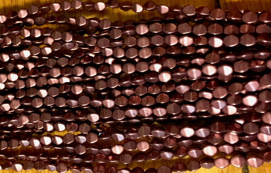 Pinch Beads Saturated Metallic Red Pear Czech Pressed Glass 5x3mm 50 Beads