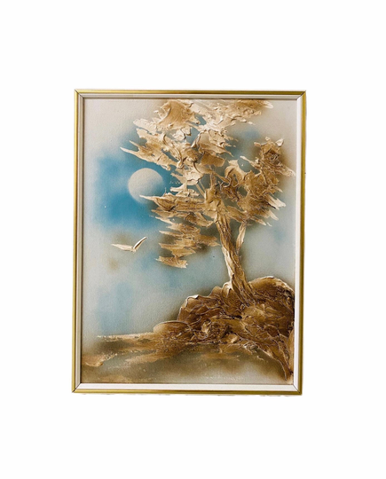 Mid Century Boho Original Oil Painting On Canvas